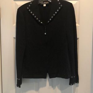 St. John Black Silver Detail Sweater